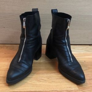 Zara black zipper leather boots